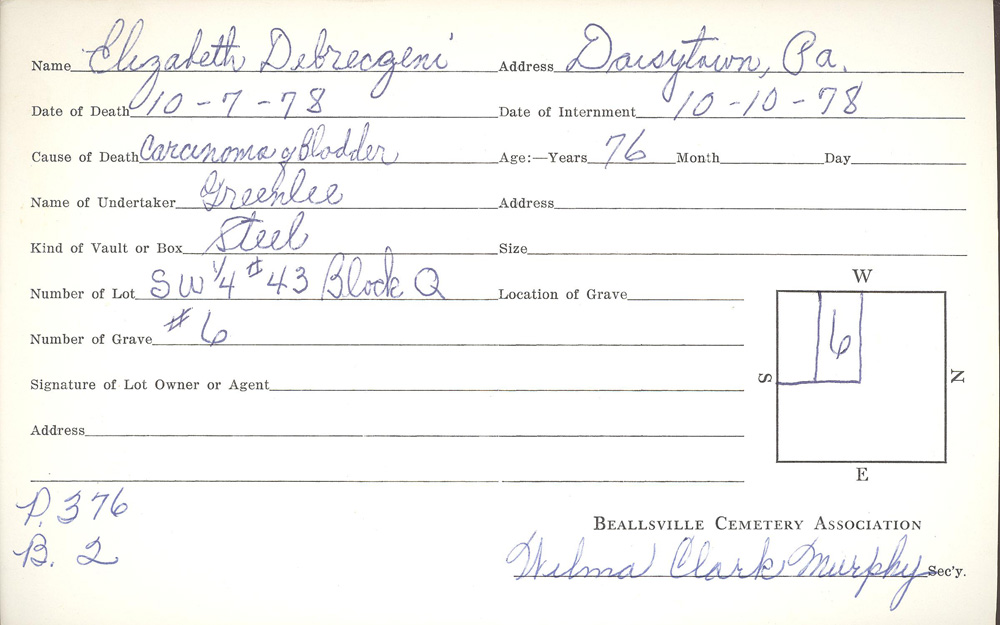 burial card